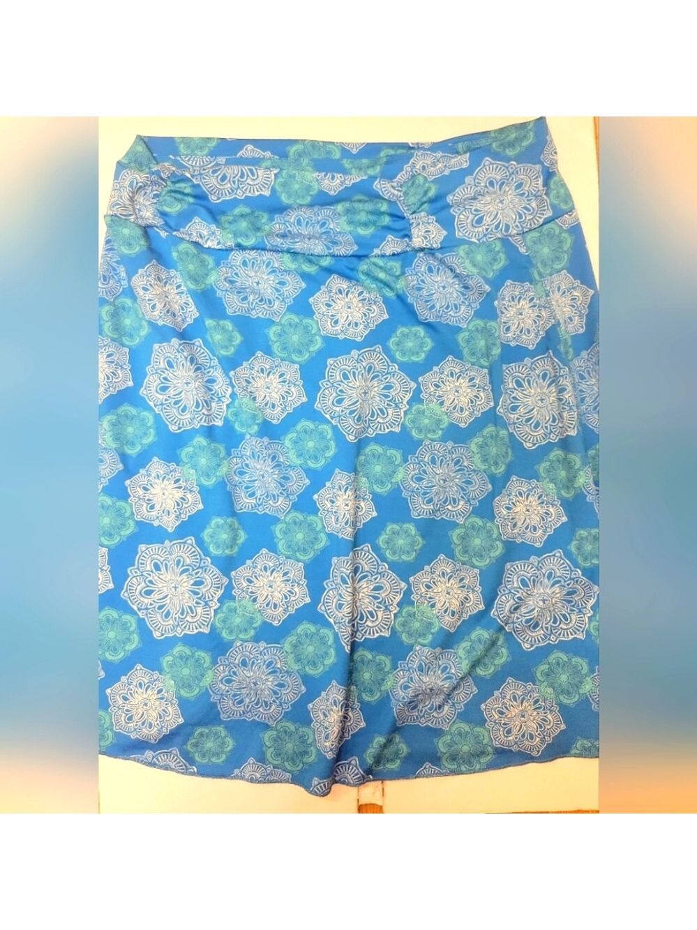 Blue Swim Skirt Patterned